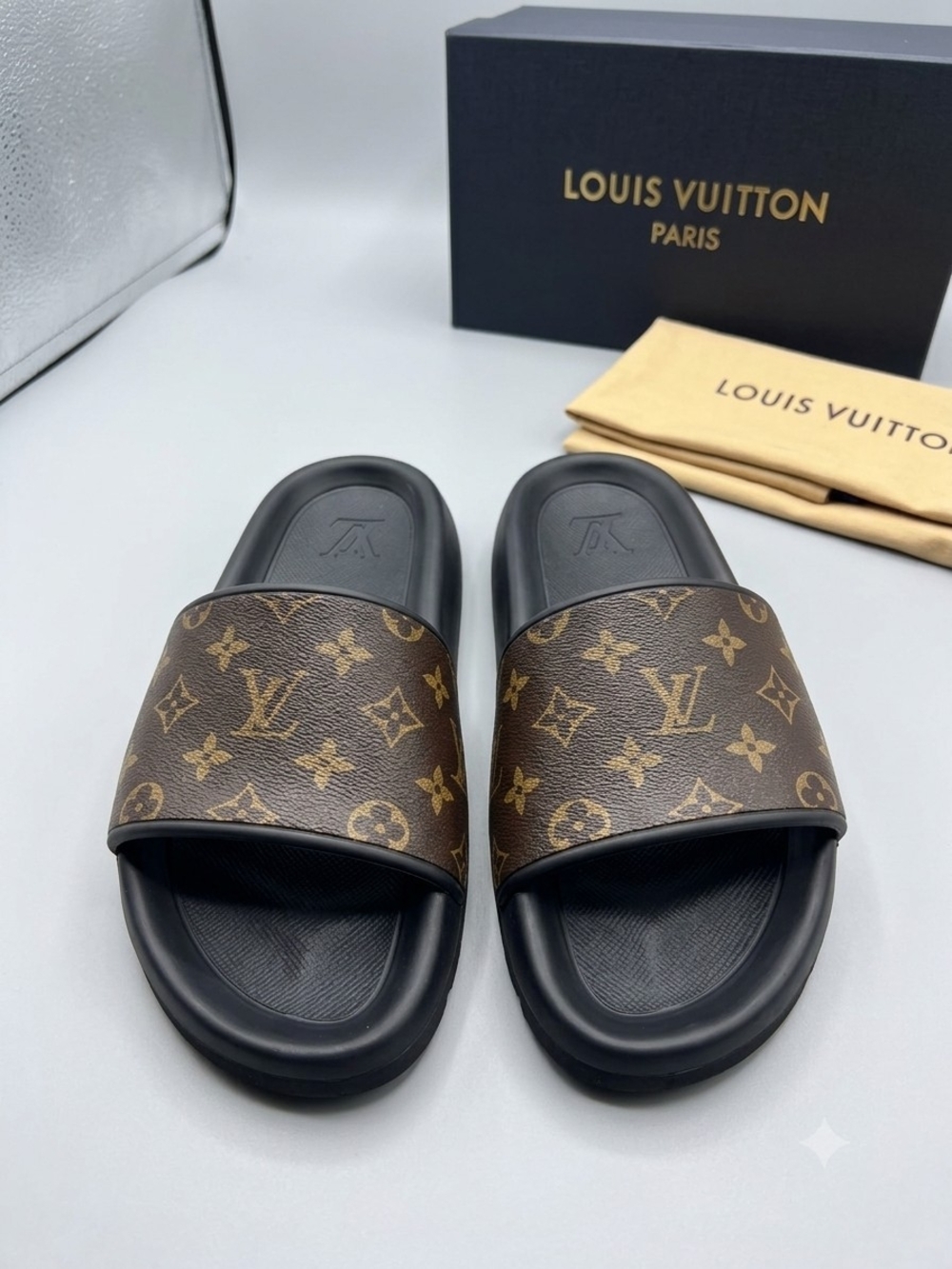 Louis Vuitton Monogram Slide Sandals - Brown/Black
